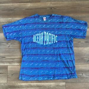 RARE 1991 Ocean Pacific Surfwear AOP Tribal Surf Tee